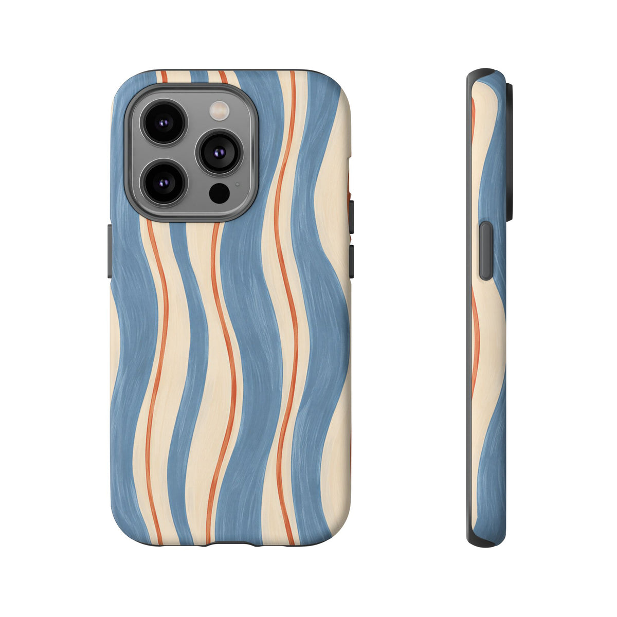 Blue Wavy Stripe iPhone Tough Case | Riviera Ribbons