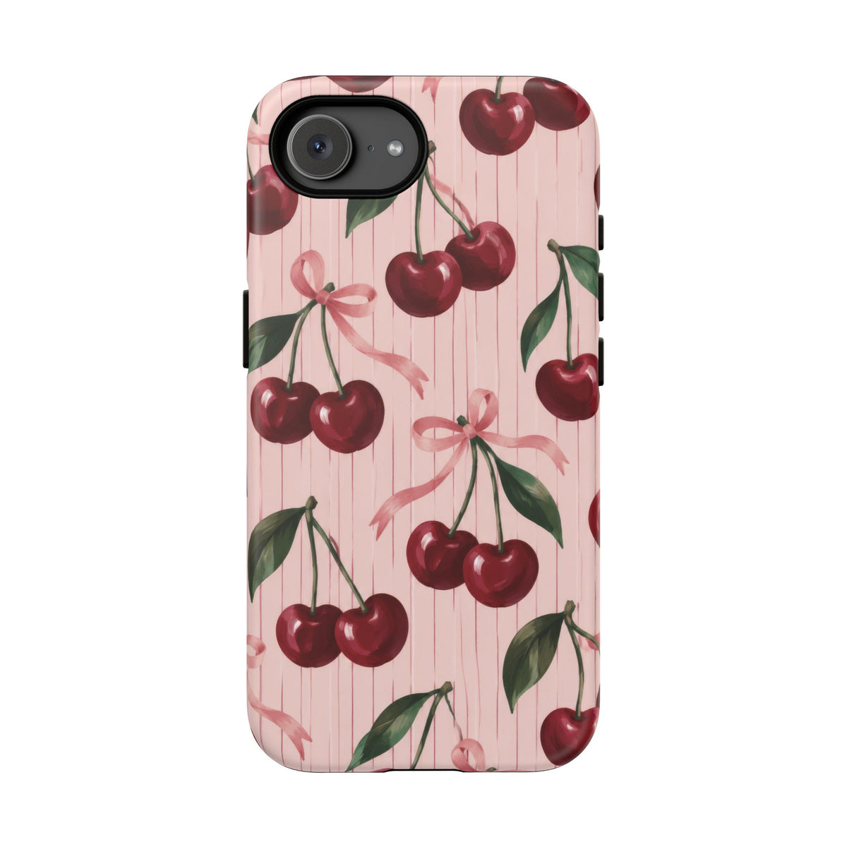 Cherry Ribbon iPhone Tough Case | cherry print
