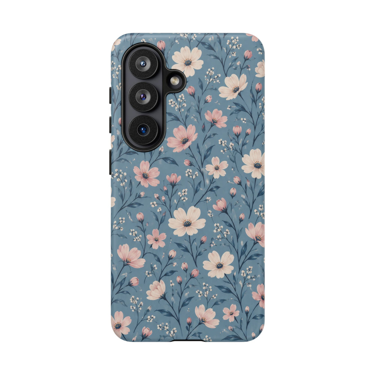 Blue Meadow Samsung Galaxy Tough Case | Pink & Ivory Floral on Blue