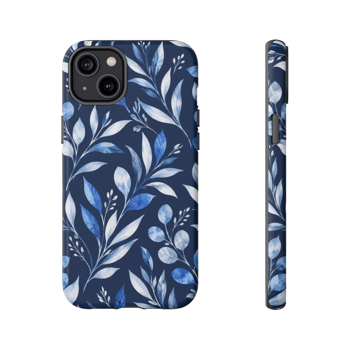 Blue Hour Botanical iPhone Tough Case | Blue Botanical Leaf Pattern