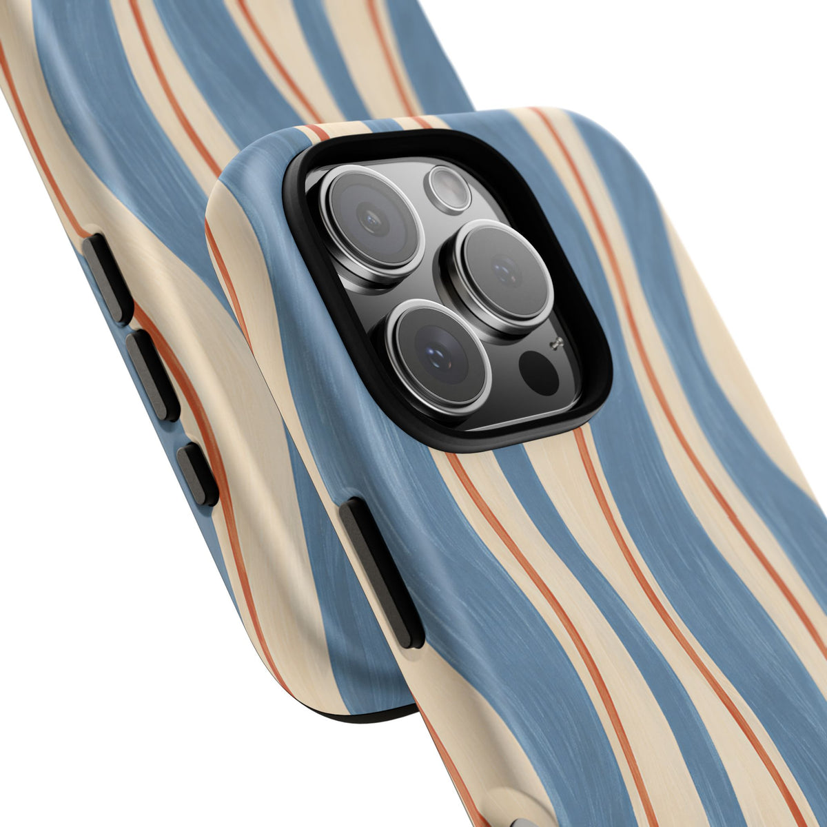 Blue Wavy Stripe iPhone Tough Case | Riviera Ribbons