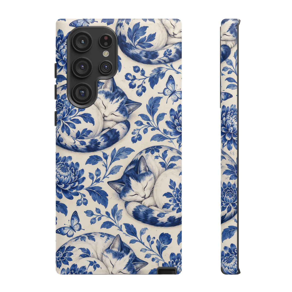 Porcelain Paws Samsung Galaxy Tough Case | blue cat pattern