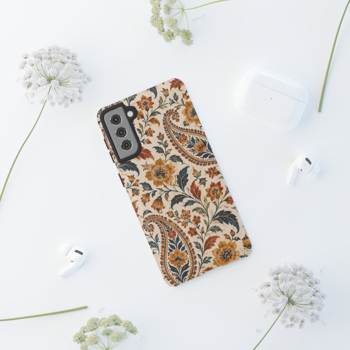 Saffron Heirloom Samsung Galaxy Tough Case | Floral Paisley on Ivory