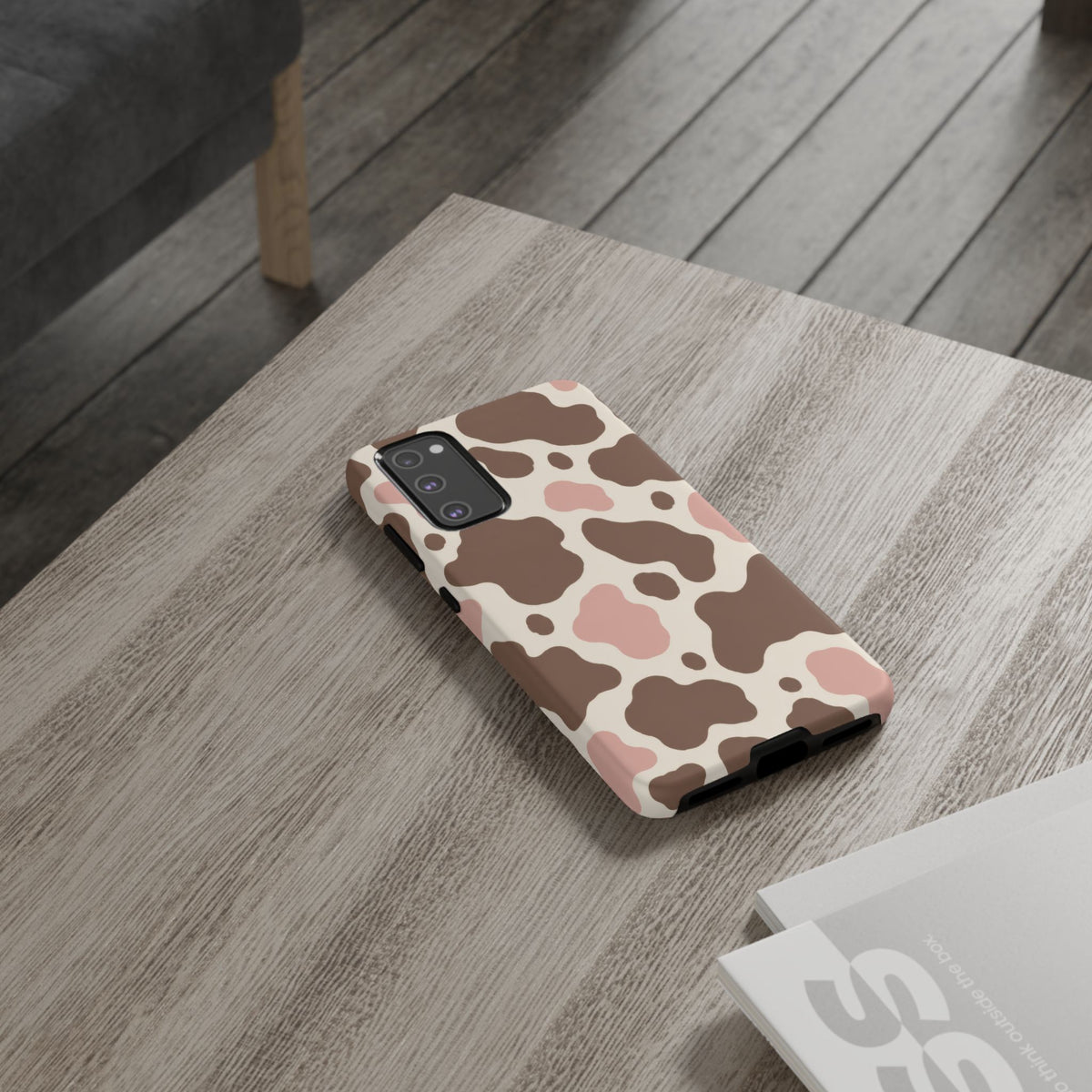 Mocha Blush Samsung Galaxy Tough Case | Brown & Pink Cow Print