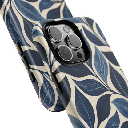 Indigo Folia iPhone Tough Case | Indigo & Ivory Leaf Pattern
