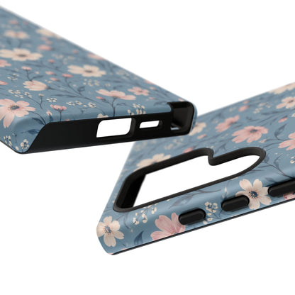 Blue Meadow Samsung Galaxy Tough Case | Pink & Ivory Floral on Blue