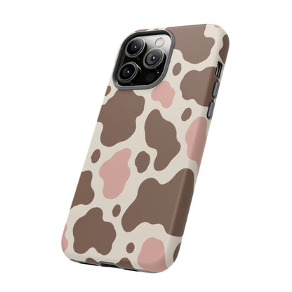 Mocha Blush iPhone Tough Case | Brown & Pink Cow Print