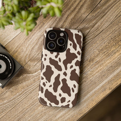Cocoa Ranch iPhone Tough Case | Brown Cow Print