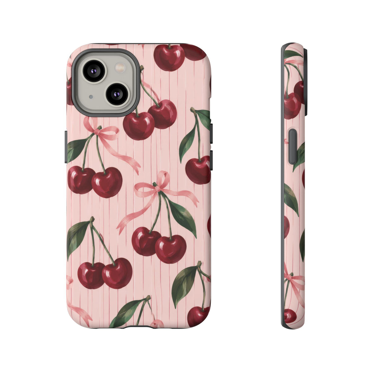 Cherry Ribbon iPhone Tough Case | cherry print