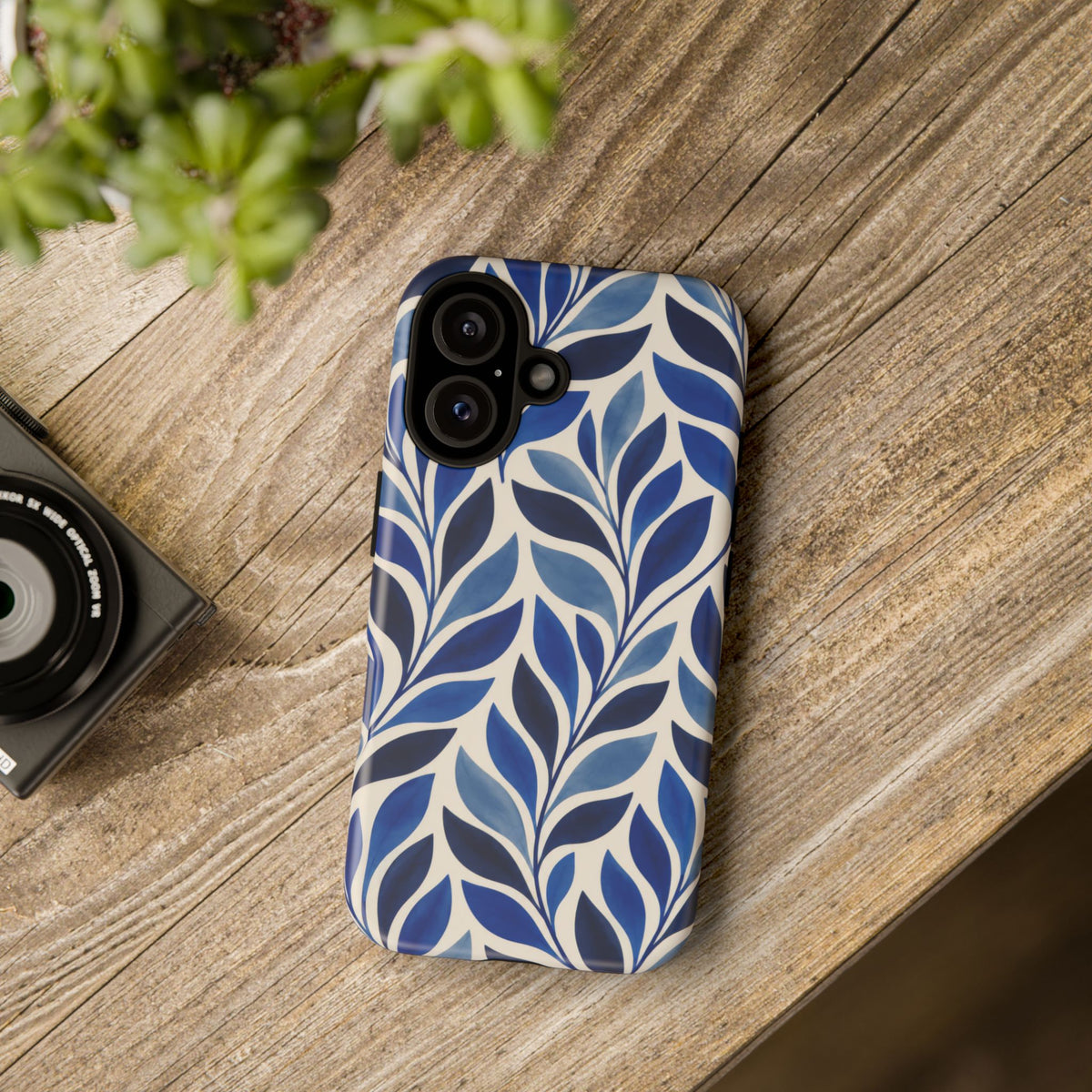 Cobalt Current iPhone Tough Case | Cobalt Blue Leaf Pattern