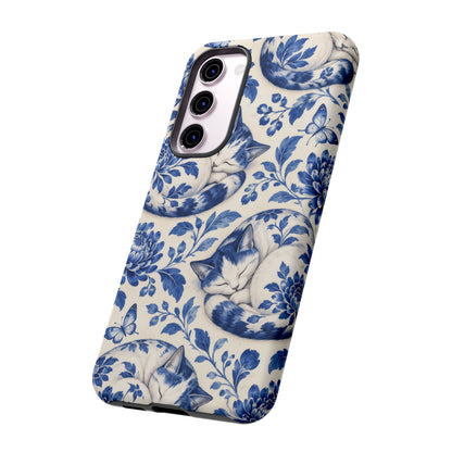 Porcelain Paws Samsung Galaxy Tough Case | blue cat pattern