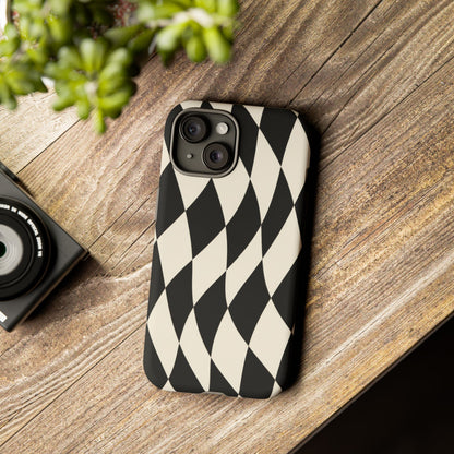 Harlequin Sway iPhone Tough Case | Black & White Harlequin