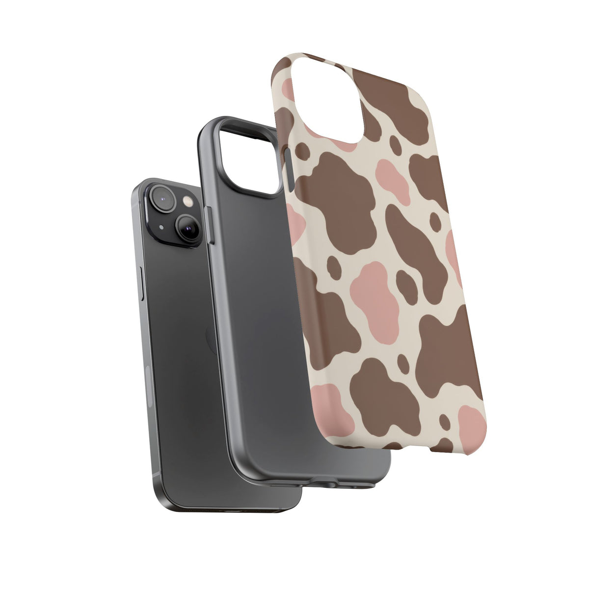 Mocha Blush iPhone Tough Case | Brown & Pink Cow Print
