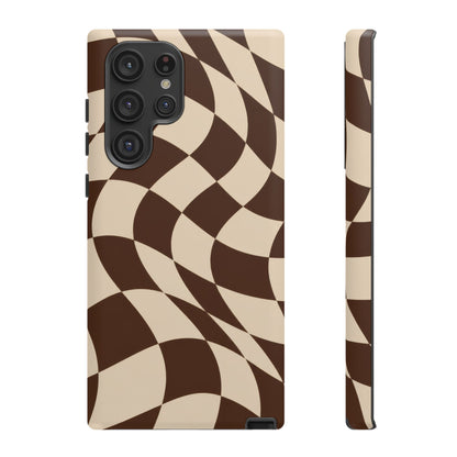 Espresso Wave Samsung Galaxy Tough Case | brown checkerboard
