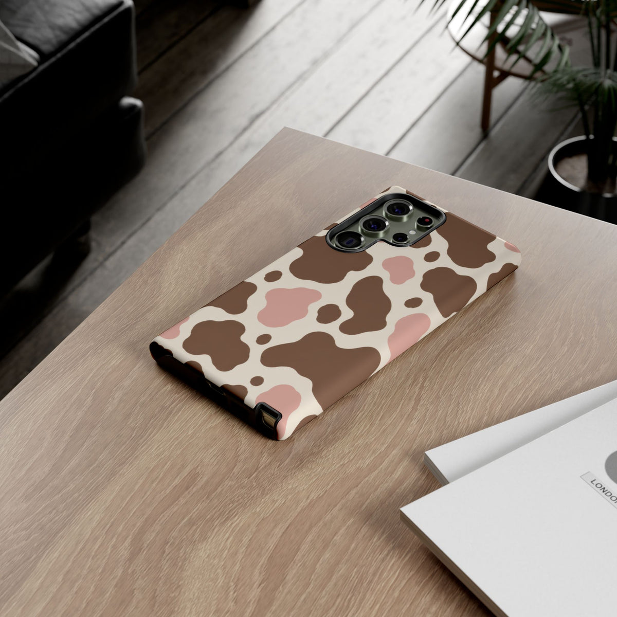 Mocha Blush Samsung Galaxy Tough Case | Brown & Pink Cow Print