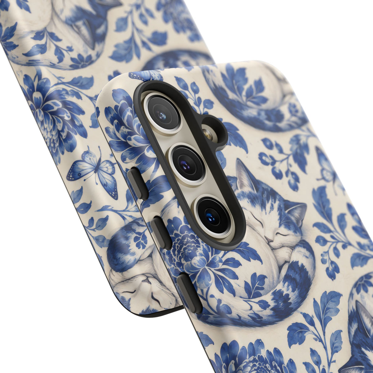 Porcelain Paws Samsung Galaxy Tough Case | blue cat pattern