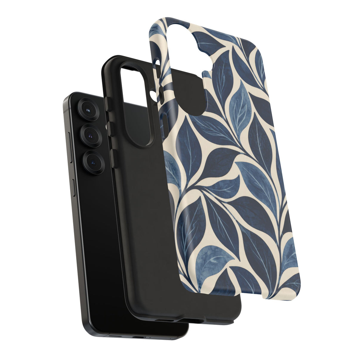 Indigo Folia Samsung Galaxy Tough Case | Indigo & Ivory Leaf Pattern