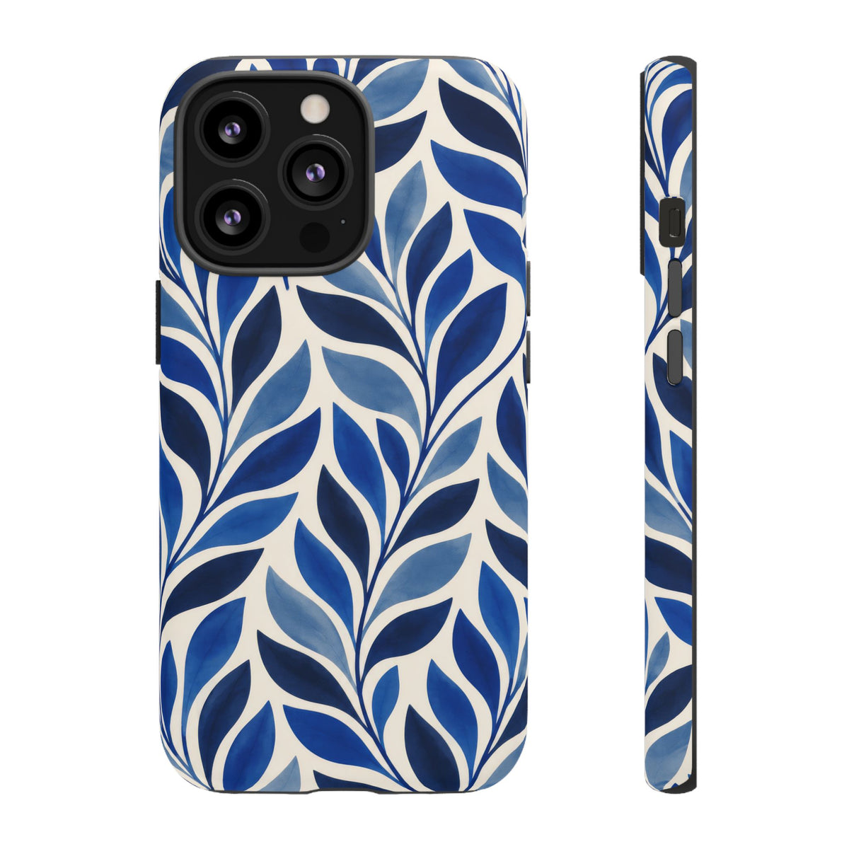 Cobalt Current iPhone Tough Case | Cobalt Blue Leaf Pattern