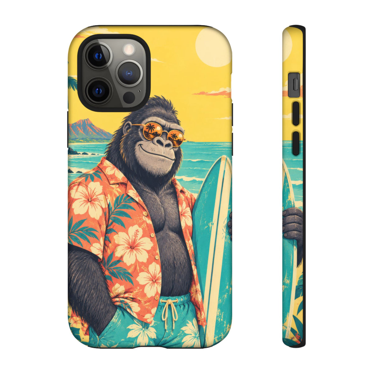 Banana Break iPhone Tough Case | Retro Surf Gorilla Art