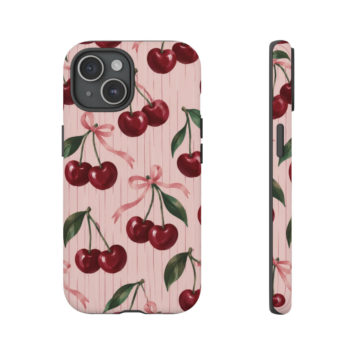 Cherry Ribbon iPhone Tough Case | cherry print