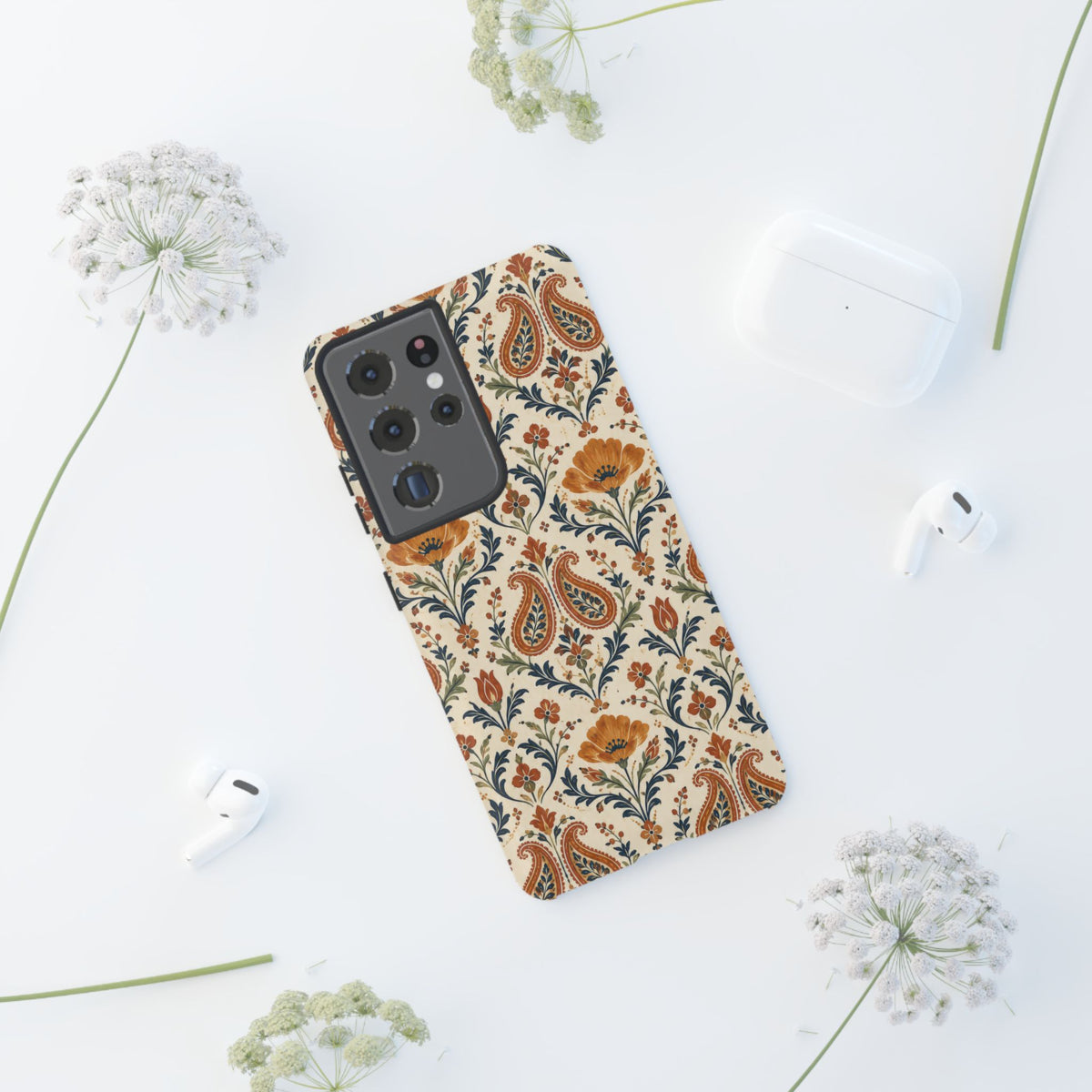 Terracotta Arabesque Samsung Galaxy Tough Case | Terracotta Floral Paisley