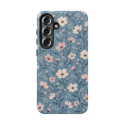 Blue Meadow Samsung Galaxy Tough Case | Pink & Ivory Floral on Blue