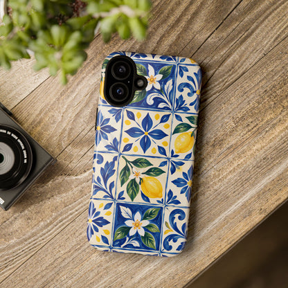 Blue Lemon Tile iPhone Tough Case | Azulejo Orchard