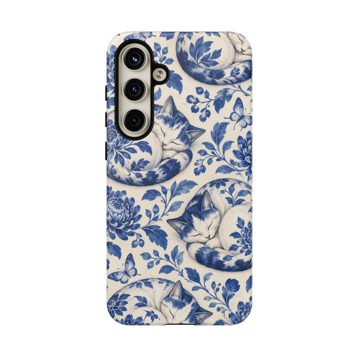 Porcelain Paws Samsung Galaxy Tough Case | blue cat pattern