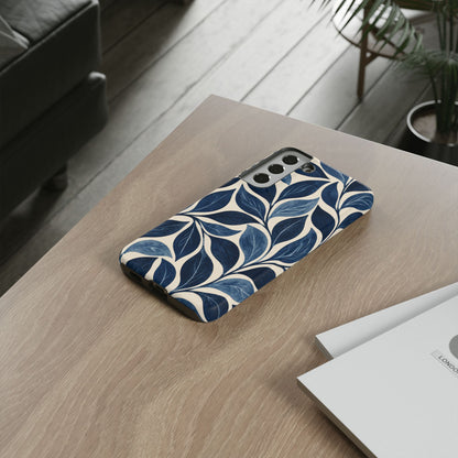 Indigo Folia Samsung Galaxy Tough Case | Indigo & Ivory Leaf Pattern