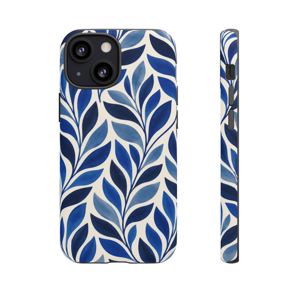 Cobalt Current iPhone Tough Case | Cobalt Blue Leaf Pattern