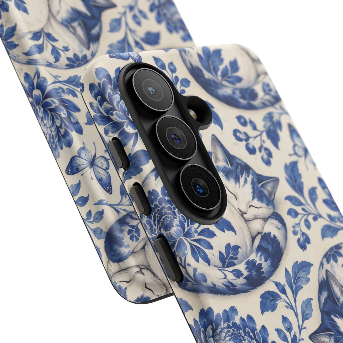 Porcelain Paws Samsung Galaxy Tough Case | blue cat pattern