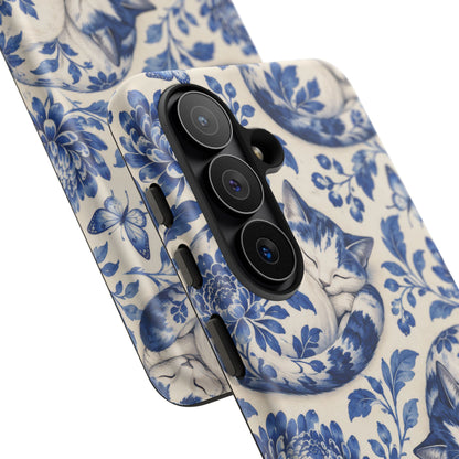 Porcelain Paws Samsung Galaxy Tough Case | blue cat pattern