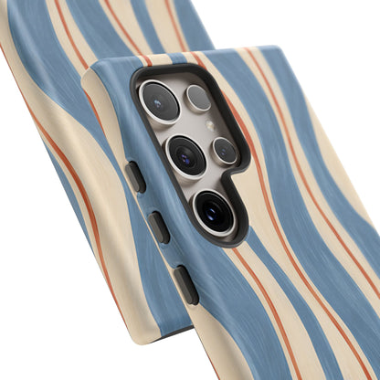 Blue Wavy Stripe Samsung Galaxy Tough Case | Riviera Ribbons