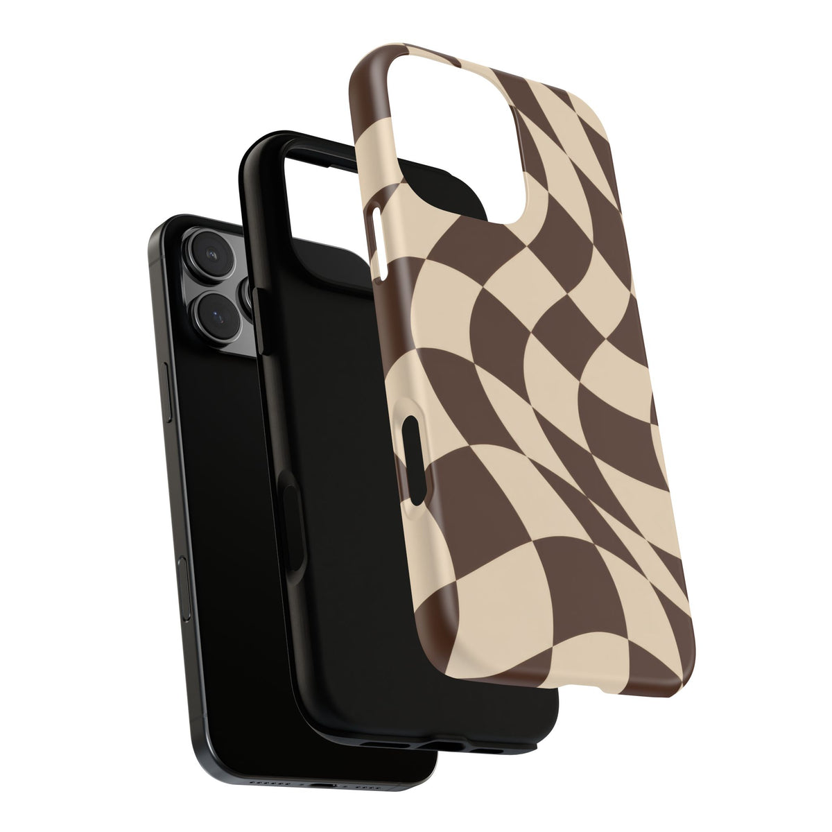 Espresso Wave iPhone Tough Case | brown checkerboard