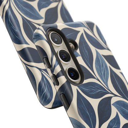 Indigo Folia Samsung Galaxy Tough Case | Indigo & Ivory Leaf Pattern