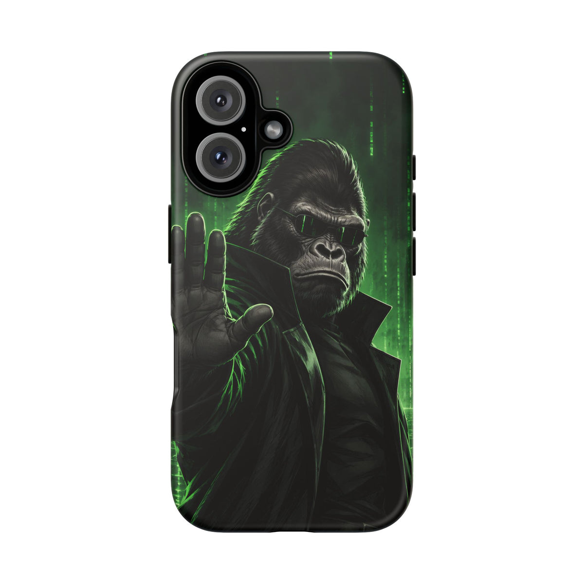 Cyberpunk Gorilla iPhone Tough Case | Neon Code Silverback