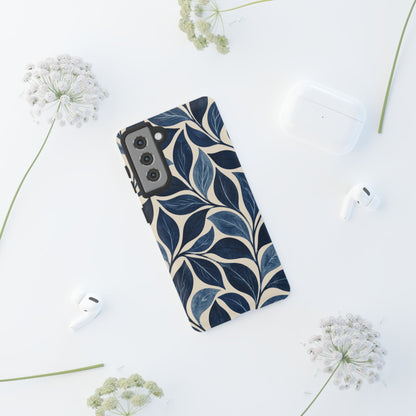 Indigo Folia Samsung Galaxy Tough Case | Indigo & Ivory Leaf Pattern