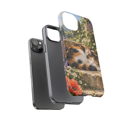 Garden Nap iPhone Tough Case | calico cat