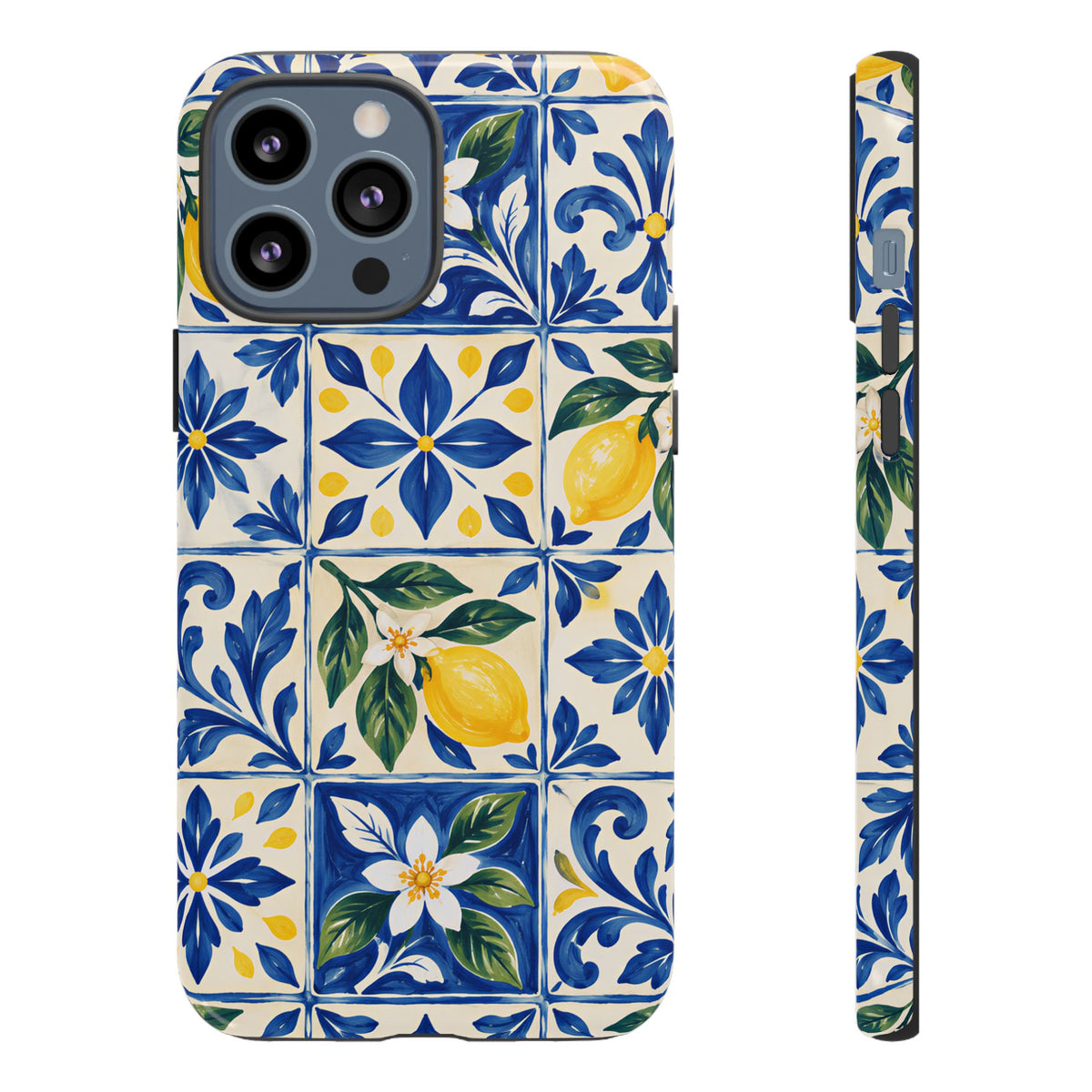 Blue Lemon Tile iPhone Tough Case | Azulejo Orchard