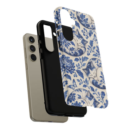 Porcelain Paws Samsung Galaxy Tough Case | blue cat pattern