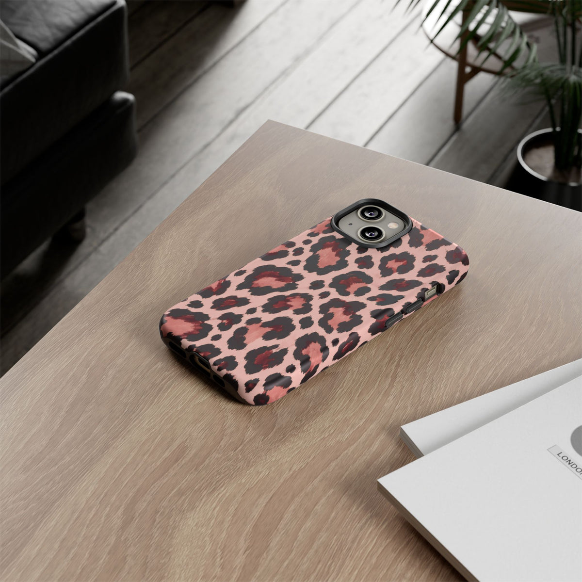 Wild Burgundy iPhone Tough Case | leopard print