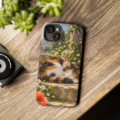 Garden Nap iPhone Tough Case | calico cat