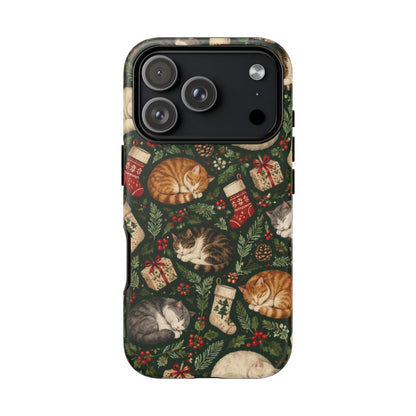 Christmas Cat Naps iPhone Tough Case | christmas cats