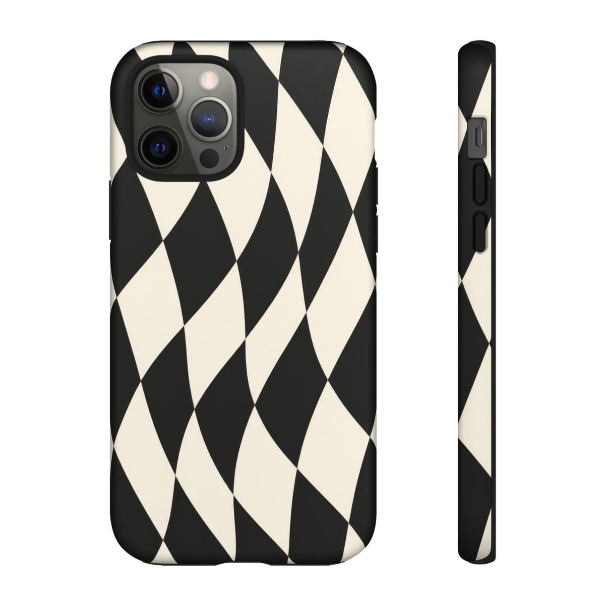 Harlequin Sway iPhone Tough Case | Black & White Harlequin
