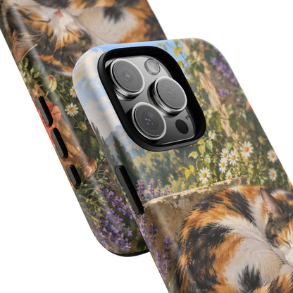 Garden Nap iPhone Tough Case | calico cat