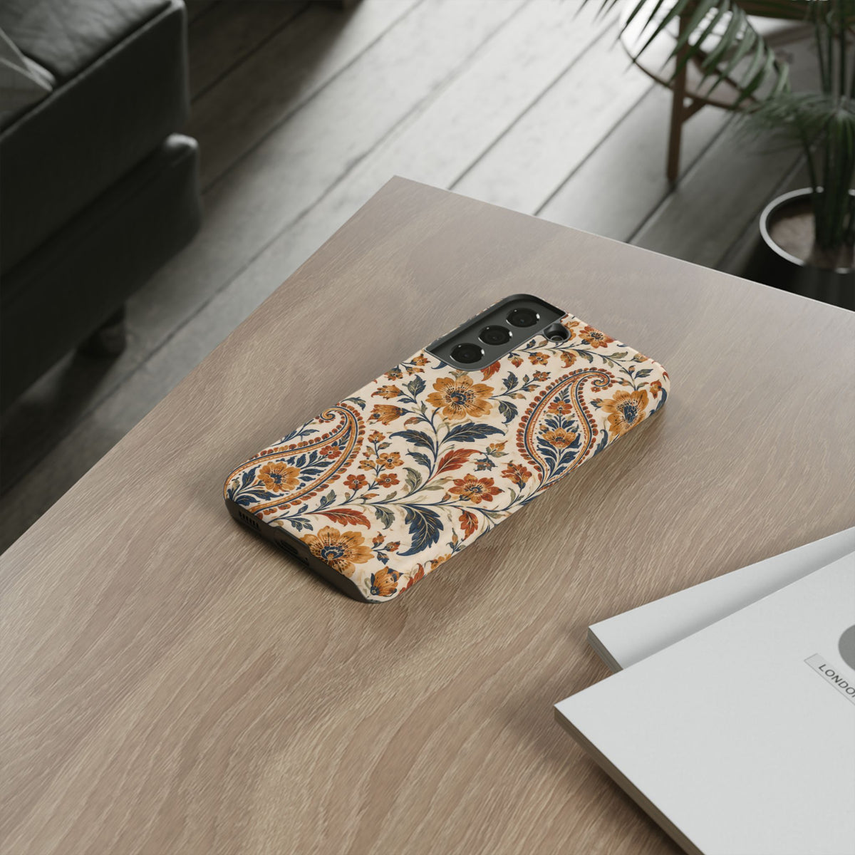 Saffron Heirloom Samsung Galaxy Tough Case | Floral Paisley on Ivory