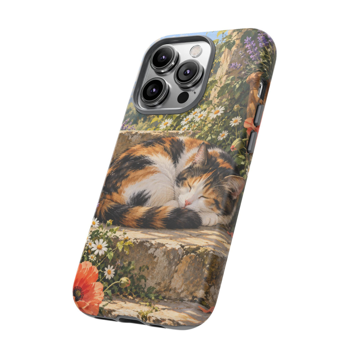Garden Nap iPhone Tough Case | calico cat
