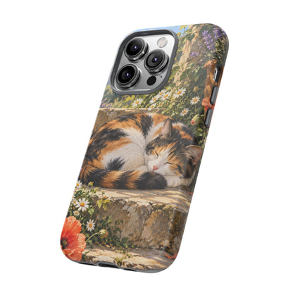 Garden Nap iPhone Tough Case | calico cat