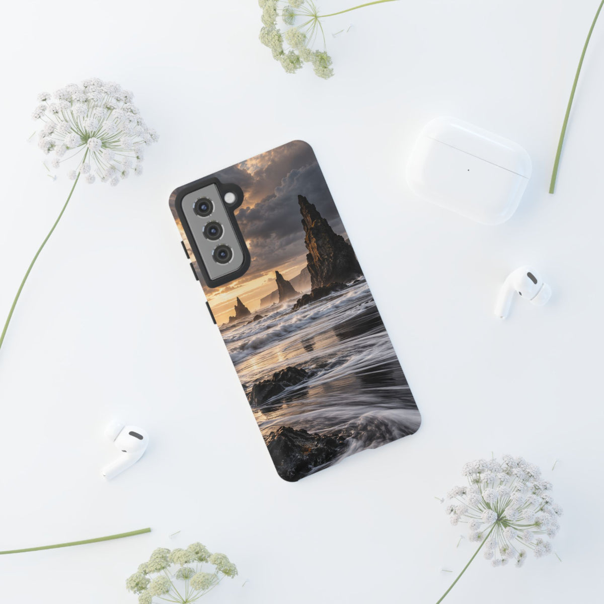 Black Sand and Silver Samsung Galaxy Tough Case | black sand beach