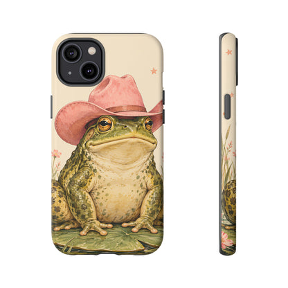 Cowboy Frog iPhone Tough Case | Pink Hat Bullfrog